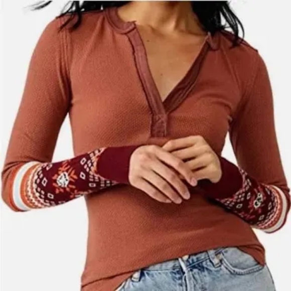 Free People Tops - Free People We The Free Mikah Layering Knit Cuff Thermal Top